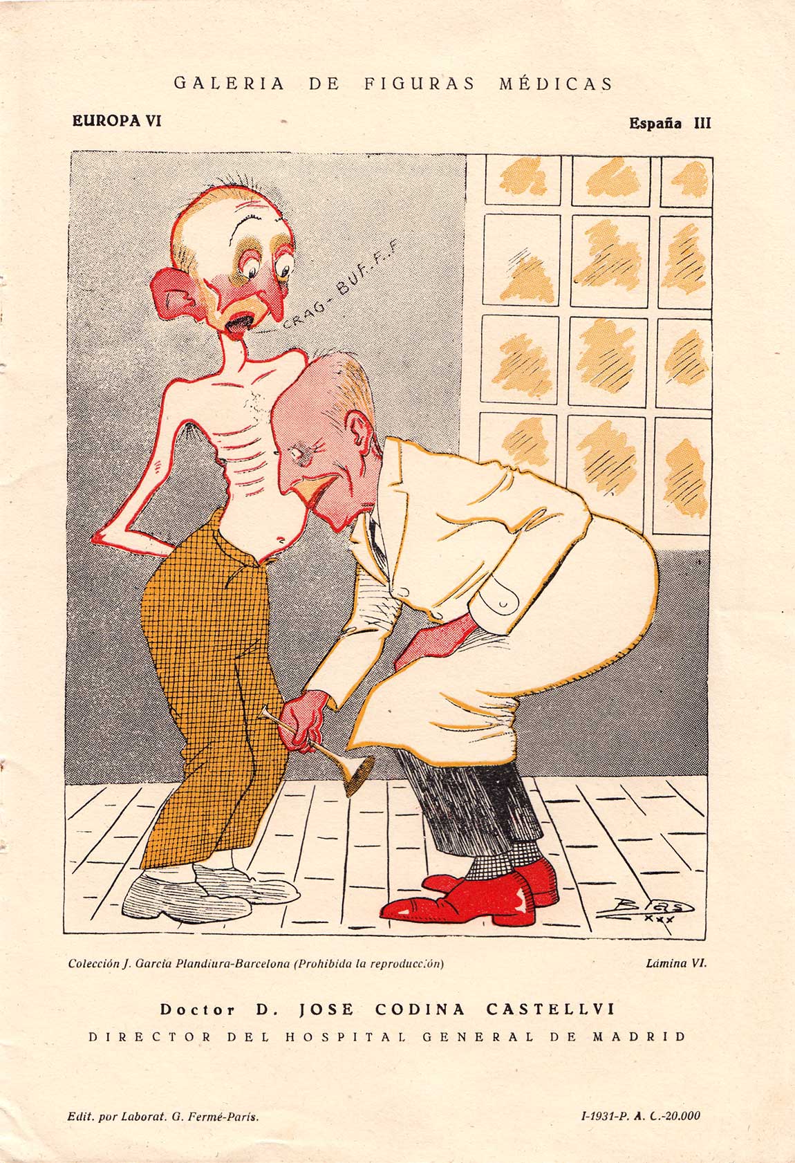 Caricatura de José Codina Castellví, director del Hospital general de Madrid.