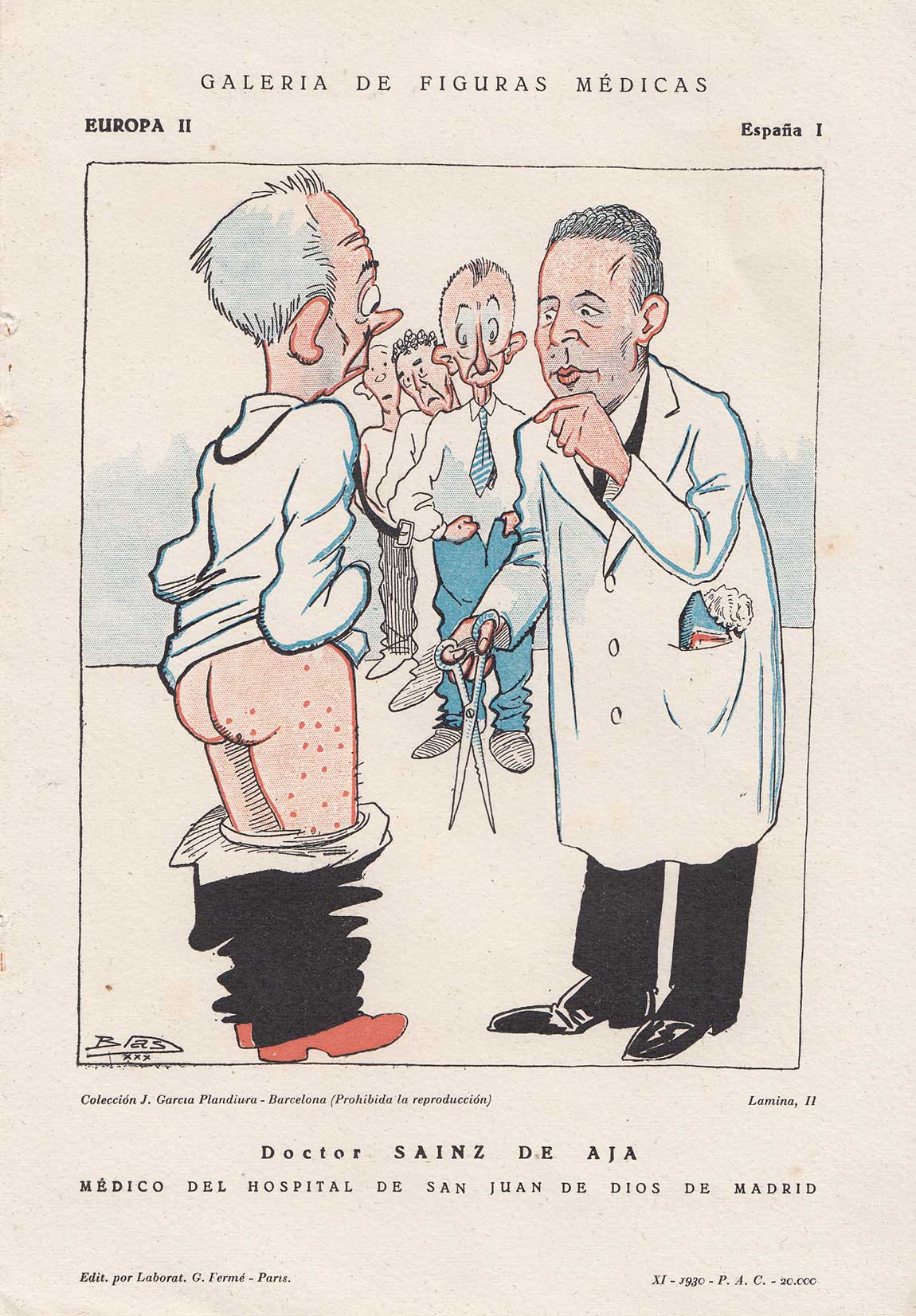 Caricatura de Sainz de Aja, médico del Hospital de San Juan de Dios de Madrid.