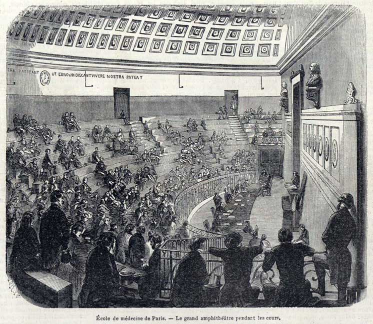 &Eacute;cole de m&eacute;decine Paris. Le grand amphith&eacute;atre pendant les 