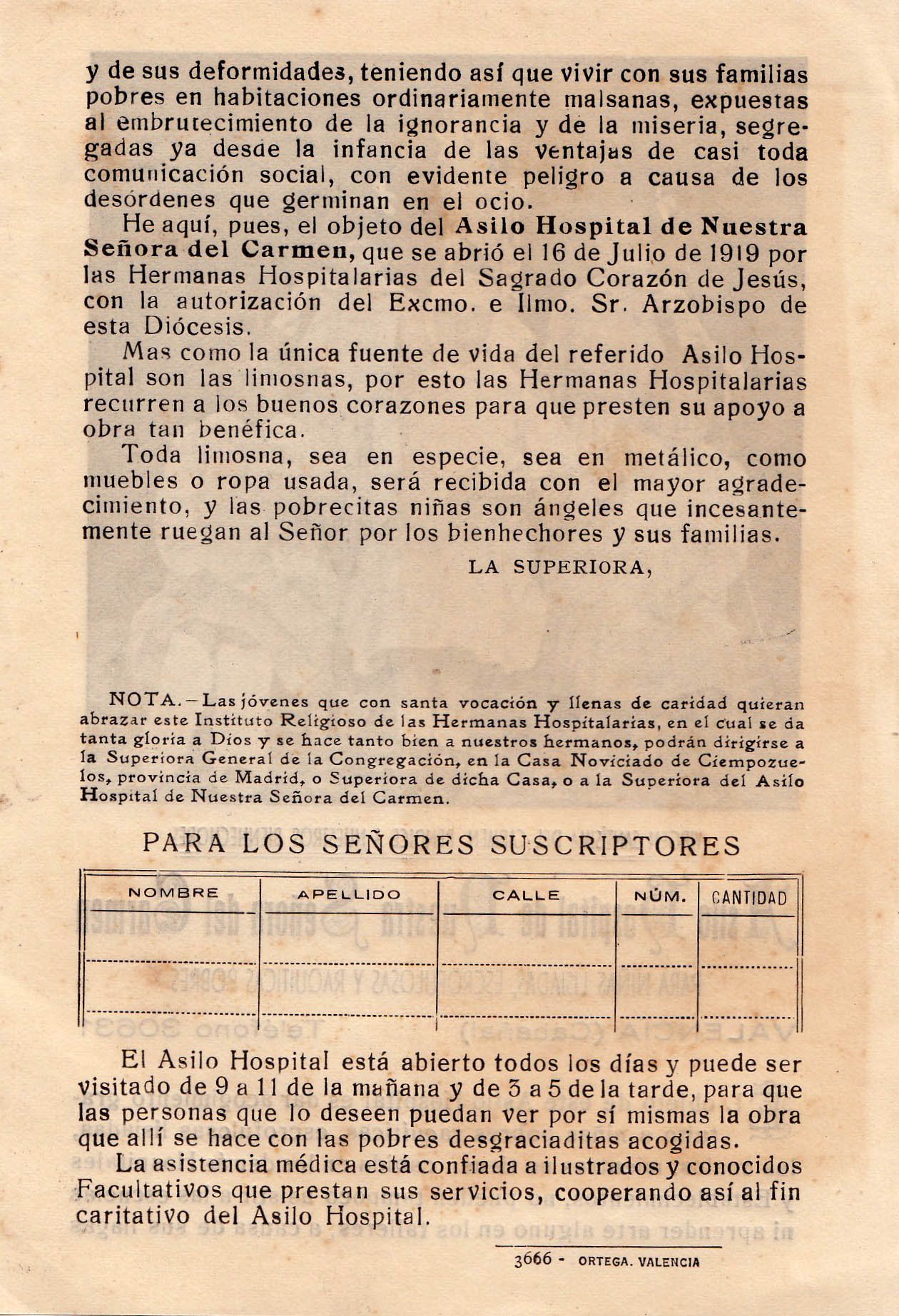 Asilo Hospital Nuestra Señora del Carmen para niñas escrofulosas, lisiadas y raquíticas pobres, de Valencia